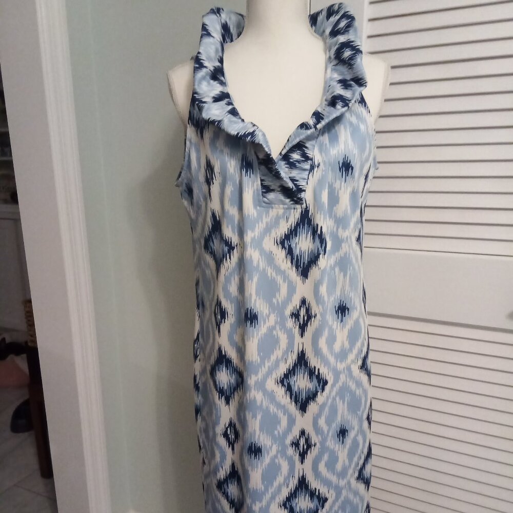 Gretchen Scott ruffle neck sleeveless dress